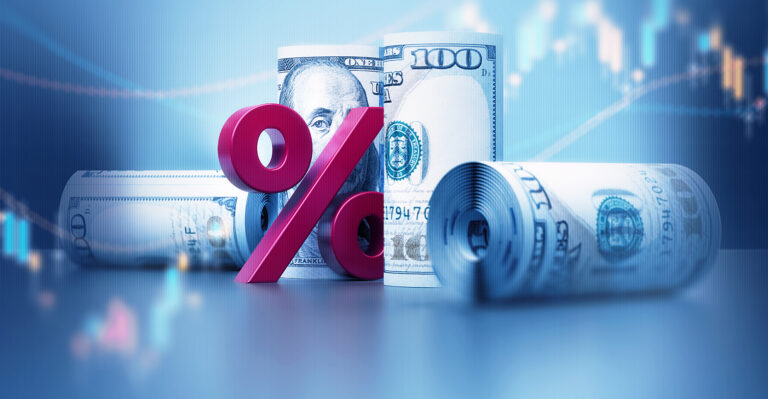 dollars red percent sign market data